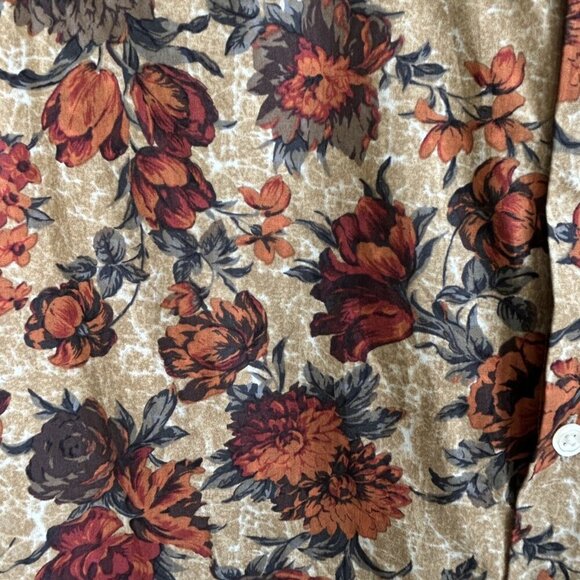 Joseph Abboud Orange Floral Button Front Shirt Stretch Cotton Size XL - Picture 4 of 8
